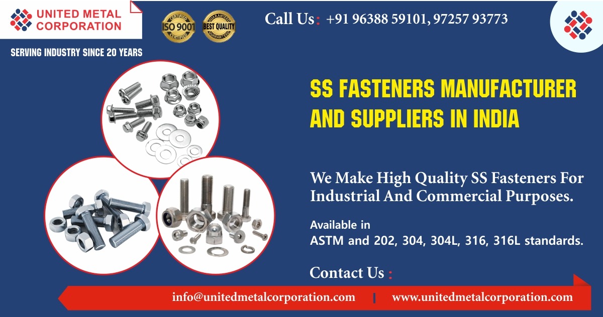 SS fasteners Manufacturer in Ahmedabad, Gujarat & India