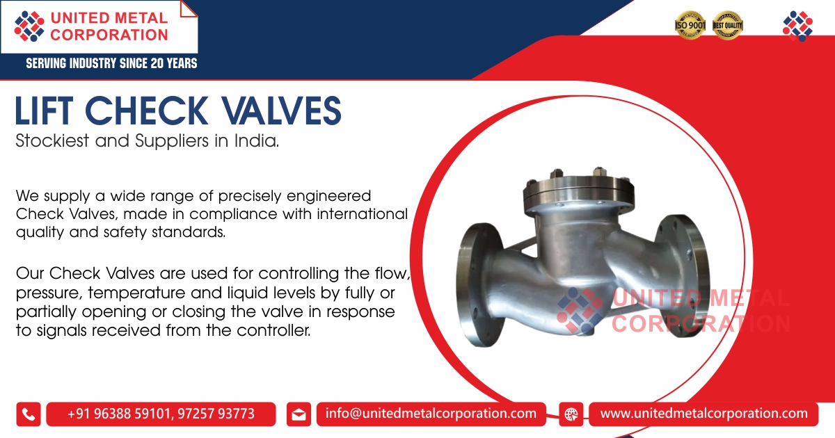 Lift Check Valves Stockiest and Suppliers In India.