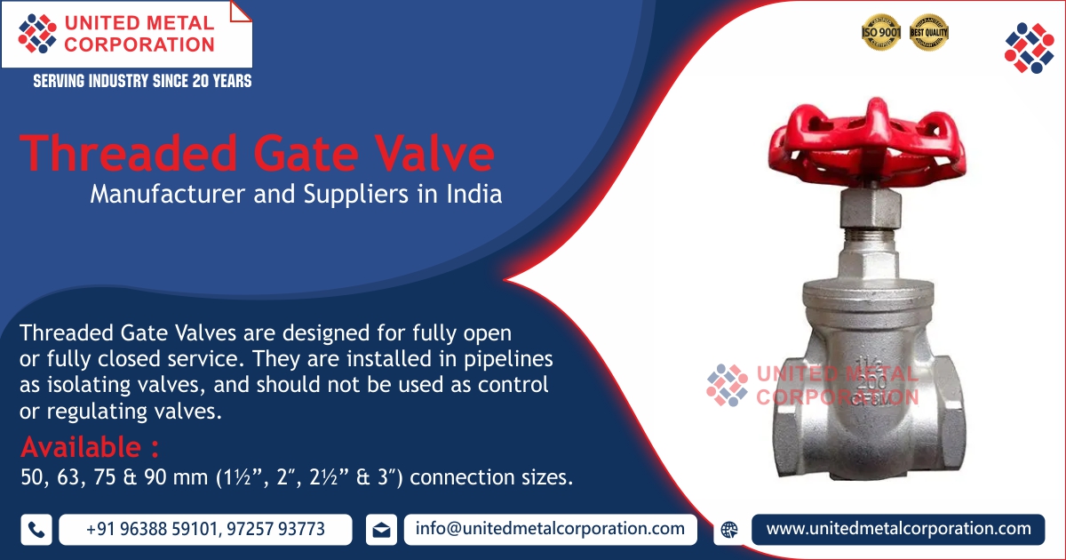Threaded Gate Valve Manufacturer and Suppliers in India