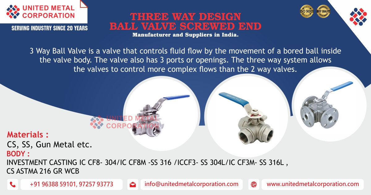 Three-Way Design Ball Valve End Manufacturer and Suppliers in India.