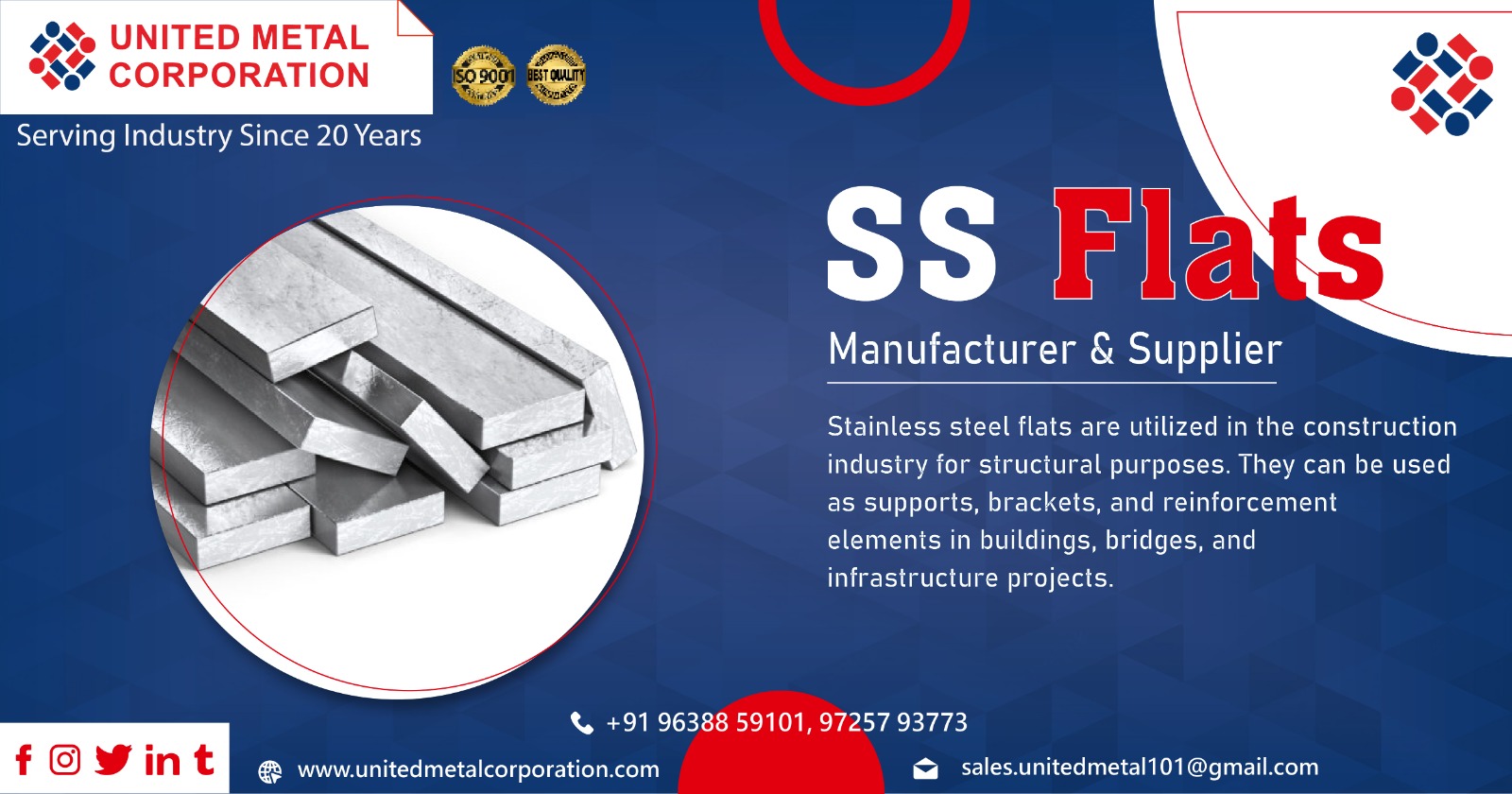 Suppliers of SS Flats in India